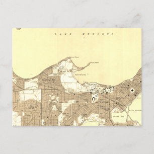 Wisconsin Madison Vintage Retro Map Postcard