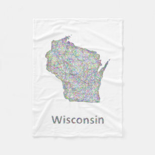 Wisconsin map fleece blanket