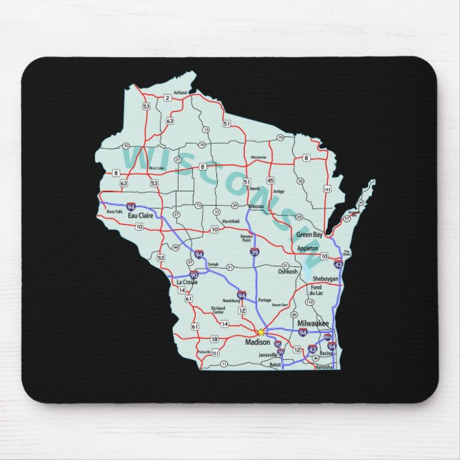 Wisconsin Map Mousepad (Front)