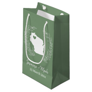 Wisconsin map personalize wedding favors  small gift bag