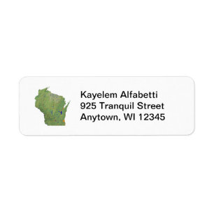 Wisconsin Map Return Address Label