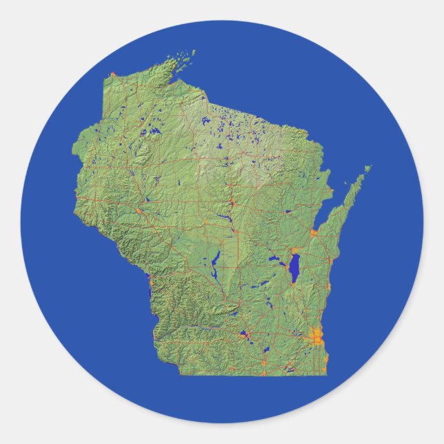 Wisconsin Map Sticker (Front)