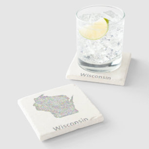 Wisconsin map stone coaster