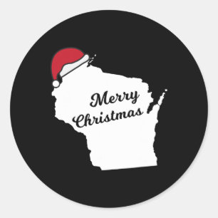 Wisconsin Merry Christmas Holiday Classic Round Sticker