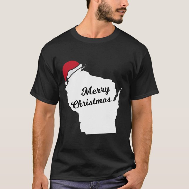 Wisconsin Merry Christmas Holiday  T-Shirt (Front)
