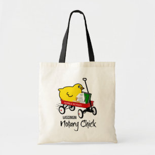 Wisconsin Mobile Notary Chick Red Wagon Tote Bag