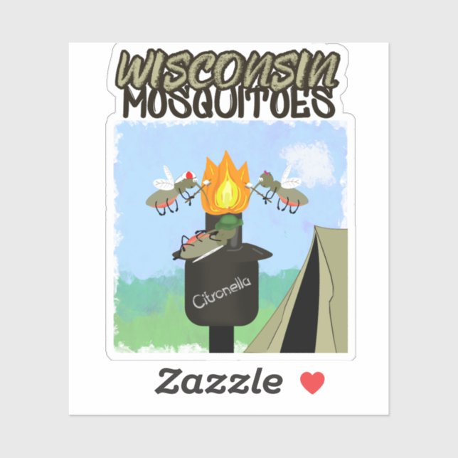 Wisconsin Mosquitoes Cartoon - Camping by Tiki (Sheet)