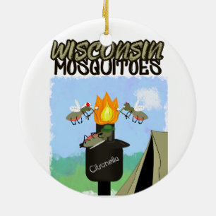 Wisconsin Mosquitoes Cartoon - Camping by Tiki Ceramic Tree Decoration