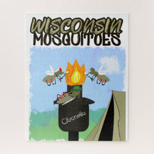Wisconsin Mosquitoes Cartoon - Camping by Tiki Jigsaw Puzzle