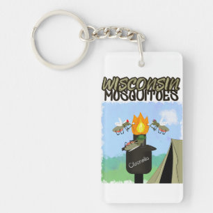 Wisconsin Mosquitoes Cartoon - Camping by Tiki Key Ring