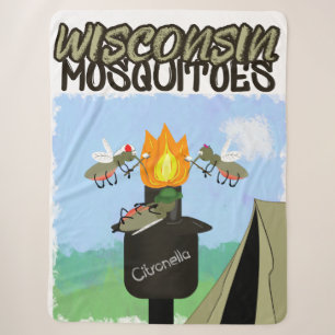 Wisconsin Mosquitoes Cartoon - Camping by Tiki Sherpa Blanket