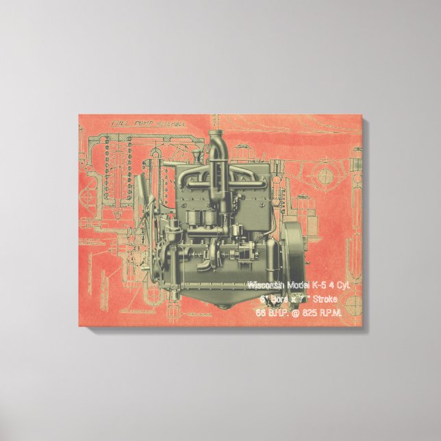 Wisconsin Motor Milwaukee Wisconsin Engine Early K Canvas Print (Front)