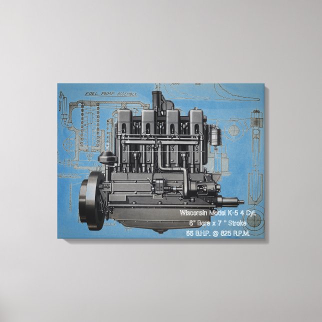 Wisconsin Motor Milwaukee Wisconsin Engine Early K Canvas Print (Front)