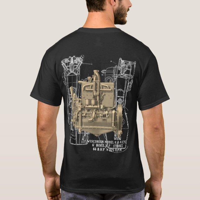 Wisconsin Motor Milwaukee Wisconsin Engine Early K T-Shirt (Back)