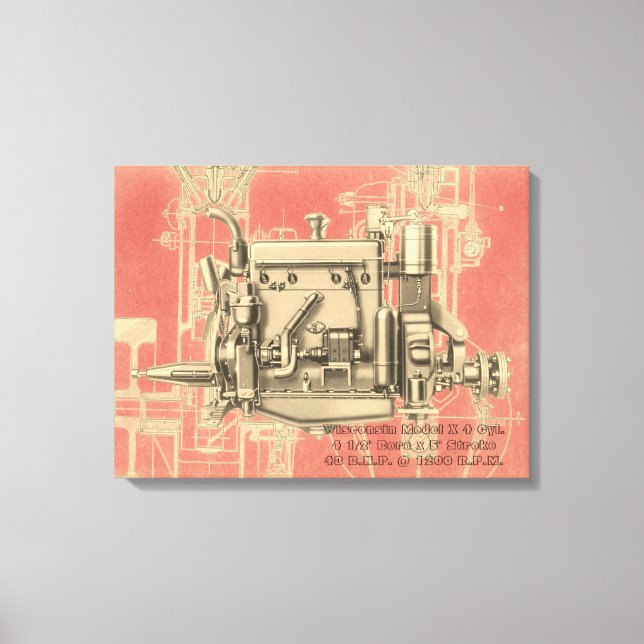 Wisconsin Motor Milwaukee Wisconsin gas engine X Canvas Print (Front)