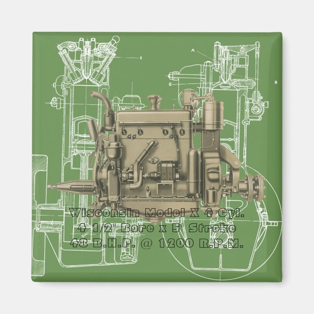 Wisconsin Motor Milwaukee Wisconsin gas engine X Magnet (Front)