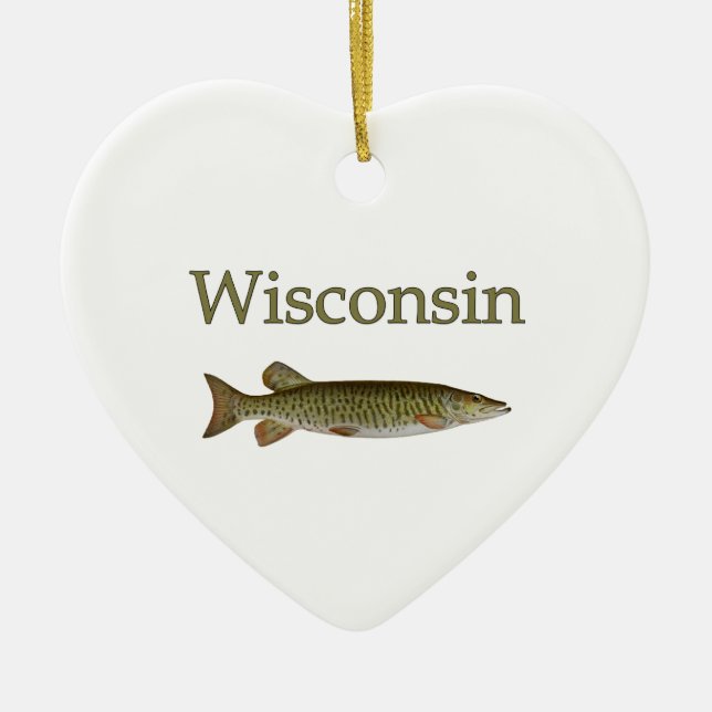 Wisconsin Musky Ceramic Tree Decoration (Front)