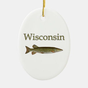 Wisconsin Musky Ceramic Tree Decoration