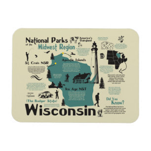 Wisconsin National Parks Map Magnet