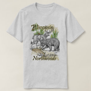 Wisconsin Northwoods Sportsman Hunting Fishing T-Shirt