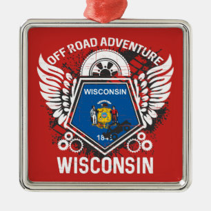 Wisconsin Off Road Adventure 4x4 Trail Mudding Metal Tree Decoration