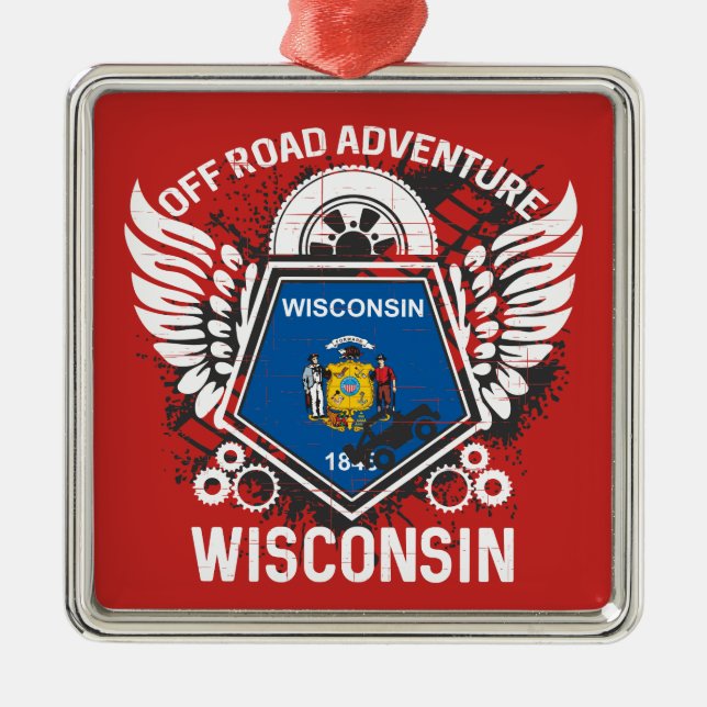 Wisconsin Off Road Adventure 4x4 Trail Mudding Metal Tree Decoration (Front)