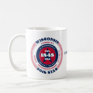 Wisconsin Patriotic Circular Monogram Mug