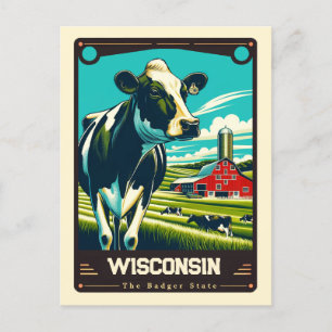 Wisconsin Patriotic Spirit Vintage Postcard