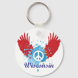 Wisconsin Peace Sign Key Ring