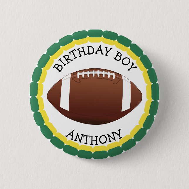 Wisconsin Personalise Birthday Boy Football Button (Front)
