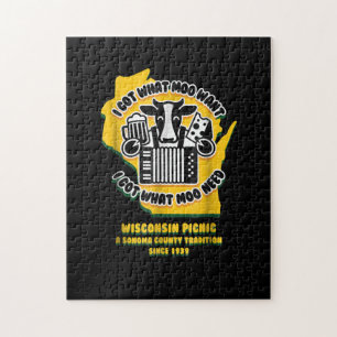 Wisconsin Picnic Cow Beer, Cheese & Accordion Jigsaw Puzzle