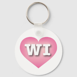 Wisconsin Pink Fade Heart - I love WI Key Ring