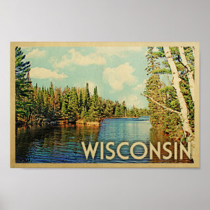 Wisconsin Poster - Lake Vintage Travel Print
