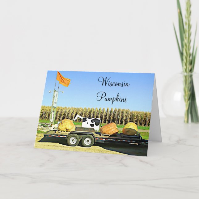 Wisconsin Pumpkins and Dairy Cow Halloween Card (Front)