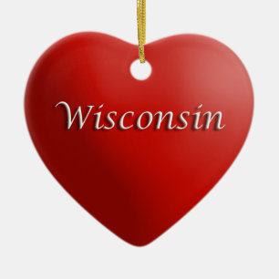 Wisconsin Red Heart Keepsake Ornament