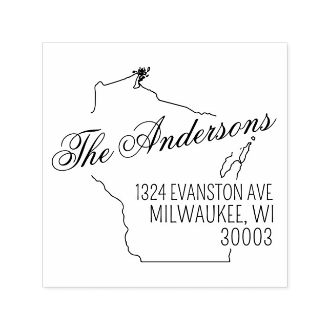 Wisconsin Return Address Self Inking Rubber Stamp (Design)