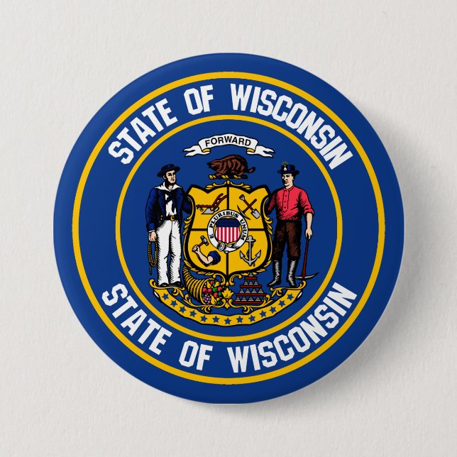 Wisconsin Round Emblem 7.5 Cm Round Badge (Front)