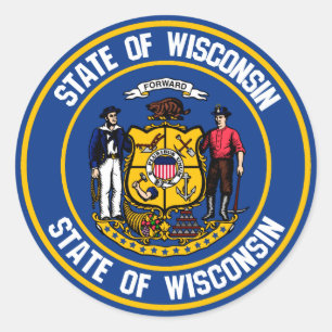 Wisconsin Round Emblem Classic Round Sticker