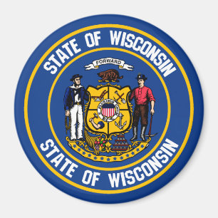 Wisconsin Round Emblem Magnet