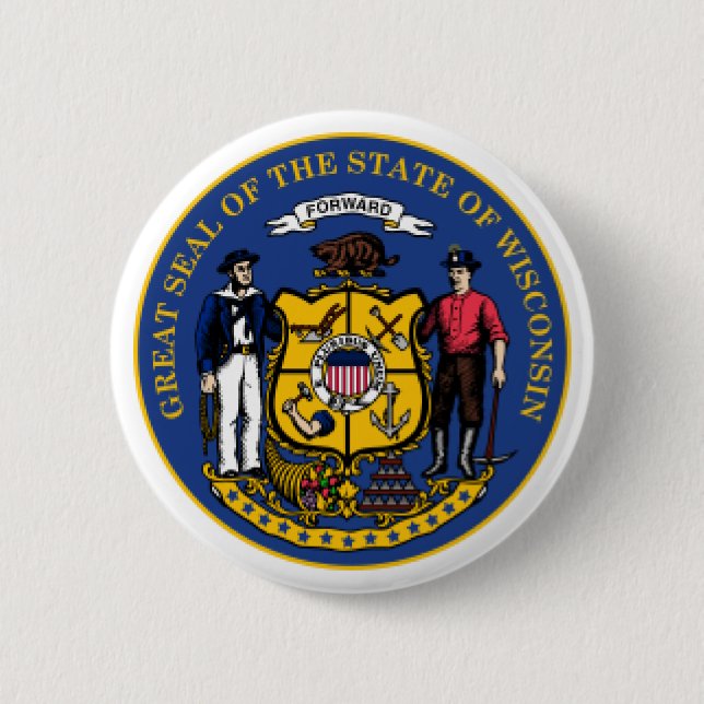 Wisconsin seal 6 cm round badge (Front)
