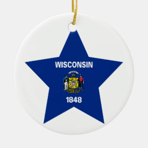 Wisconsin Star Ceramic Tree Decoration