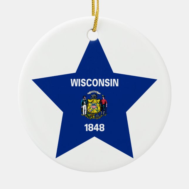 Wisconsin Star Ceramic Tree Decoration (Front)