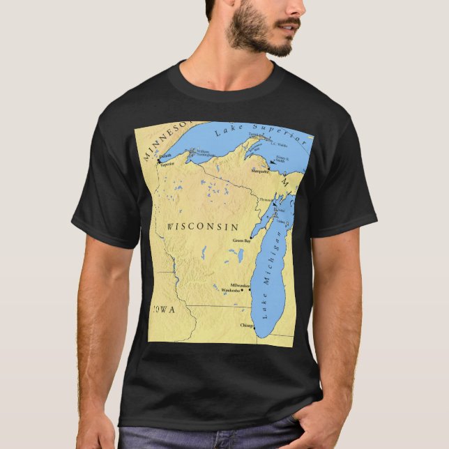 Wisconsin State and the Great Lakes Men Unisex TDZ T-Shirt (Front)