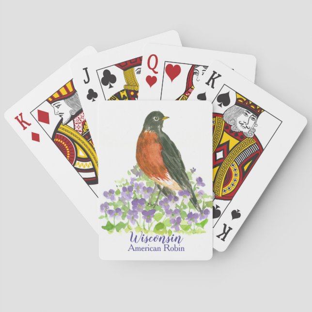 Wisconsin State Bird American Robin Playing Cards (Back)