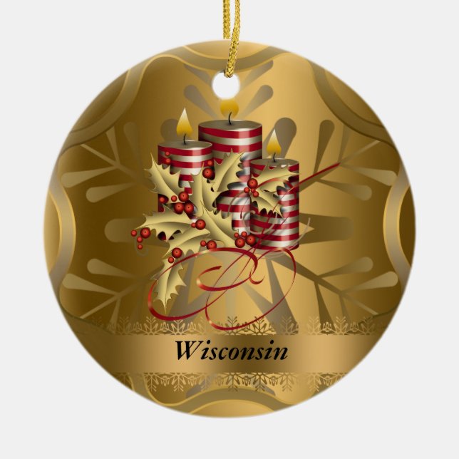 Wisconsin State Christmas Ornament (Front)