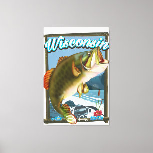 Wisconsin State fishing poster Canvas Print