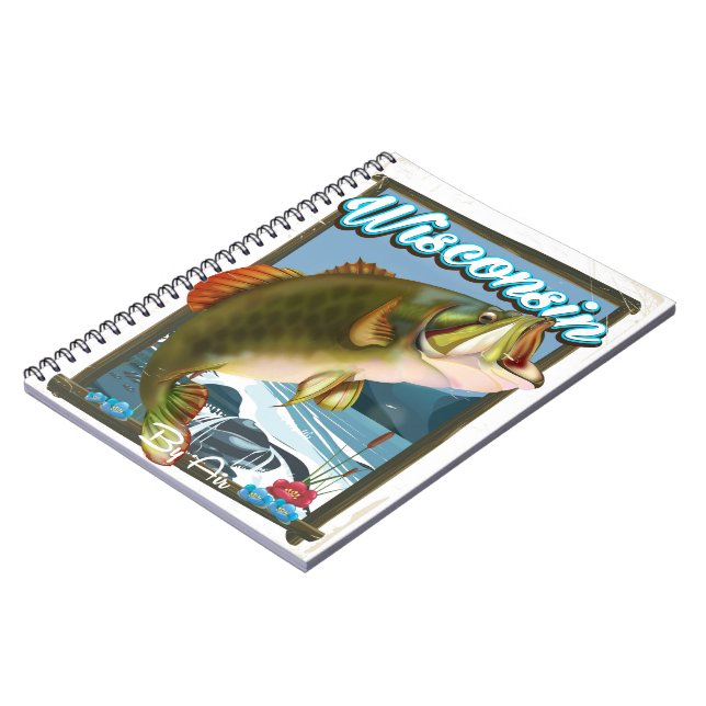 Wisconsin State fishing poster Notebook (Left Side)