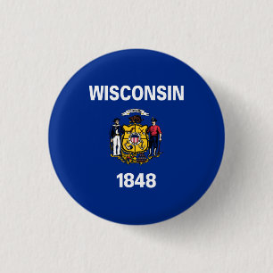 Wisconsin State Flag 3 Cm Round Badge