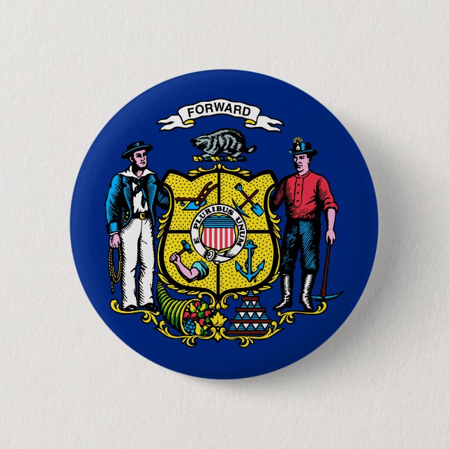 Wisconsin State Flag 6 Cm Round Badge (Front)