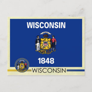 Wisconsin State Flag and Seal Postcard